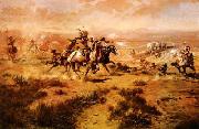 Charles M Russell The Attack on the Wagon Train Spain oil painting reproduction